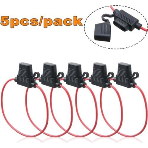 5pcs Newest Splash Proof Inline Car Standard Fuse Holders + 5x Fuses 12V 30A Replacement Automatic Fuse Wire Socket