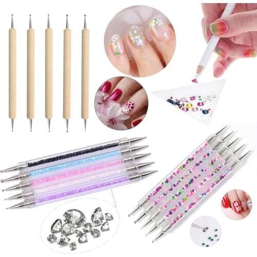 5Pcs Per Set Jewelry Craft Rhinestones Gems Picking Tool Nail Art Dotting Pens Resin Charms Crystal Dotting Pen Nail Art Tools