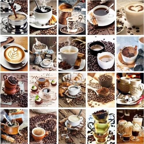 5D DIY round diamond painting coffee diamond embroidery cross stitch rhinestone mosaic sale home decoration