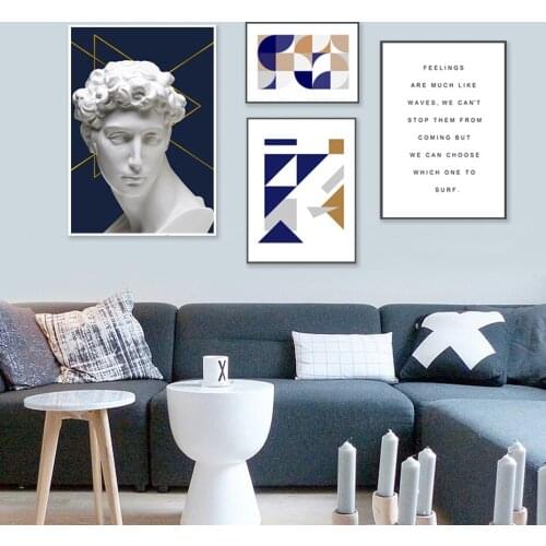 Abstract David Sculpture Geometric Traingles Canvas Painting Wall Art Pictures Gallery Posters Prints for Living Room Home Decor