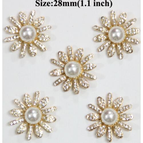 Free Shipping Wholesale 20pcs/lot 28mm Flower Rhinestone Flatback Button For Hair Flower Wedding Invitation LSFY008
