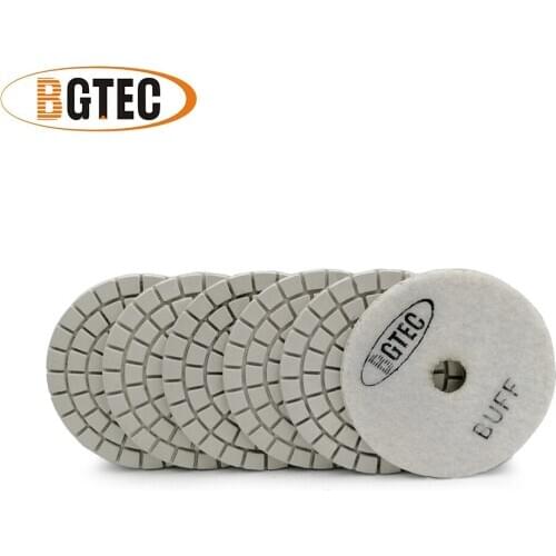 BGTEC 4inch 6pcs #BUFF Professional diamond flexible polishing pads 100mm sanding disc disk for granite, marble, ceramic