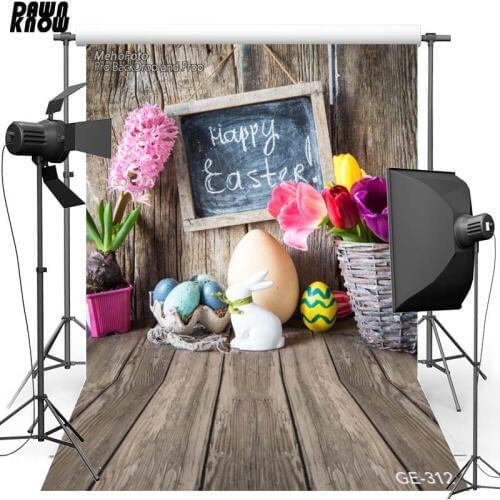 DAWNKNOW Happy Easter Rabbit Vinyl Photography Background For Newborn Floor Polyester Backdrop For Children photo studio 312