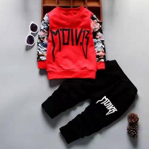 Childrens Sweatshirt Sports Suit Kids full Letter T Shirt+ Trousers Baby Boys Pants 2pcs Stylish Cotton Jersey Set