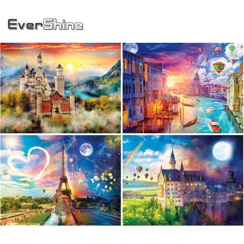 EverShine 5D DIY Diamond Painting Landscape Cross Stitch Handicrafts Diamond Embroidery Tower Mosaic Church Pictures Home Decor