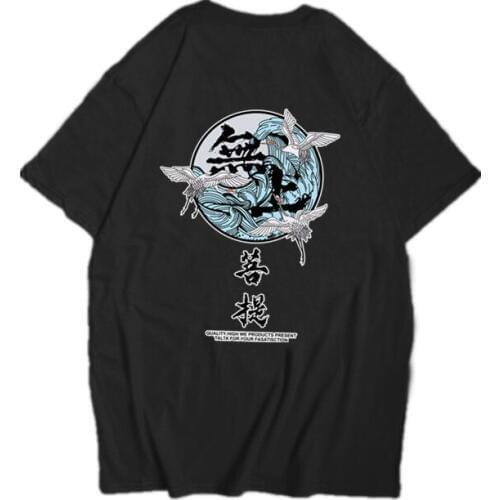 2019 New Arrival Japanese crane T-shirt Men Summer Short Sleeve Hip Hop Men/Women Men T-Shirts Tops Cotton Top Tees Clothes