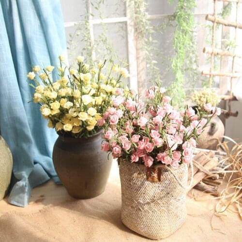 2pc Small Bud Roses European Silk Artificial Flower Home Festival Supplies Daily Cheap Decor Fake Flowers faux