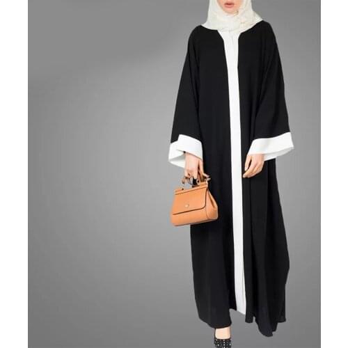 Linen Muslim Women Sleeve Long Dress Dubai Turkey Humble Solid Color