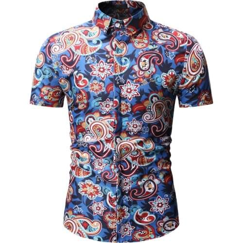 Fashion Paisley printed elegant shirt 2019 new Manica short shirt Hawaii holiday party mens dress shirt