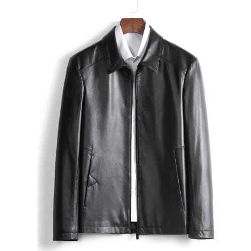 New Men Casual Real Cow Leather Jackets Male Quality Black Leather Genuine Spring Autumn Natural Cowhide Leather Cloth