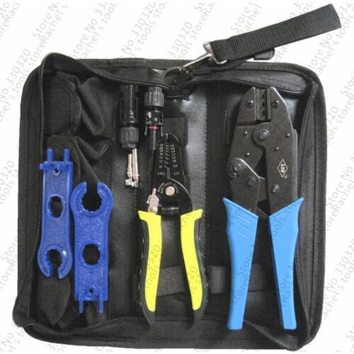 Solar hand tool set contain solar Crimping tool multi-function wire stripper with cutter solar Connector and spanner