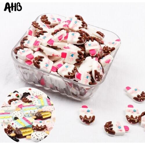 AHB Resin Ice-cream Patches Children Enlightenment Handmade Decor Accessories DIY Hair Rope Ornament Materials 10pcs/bag