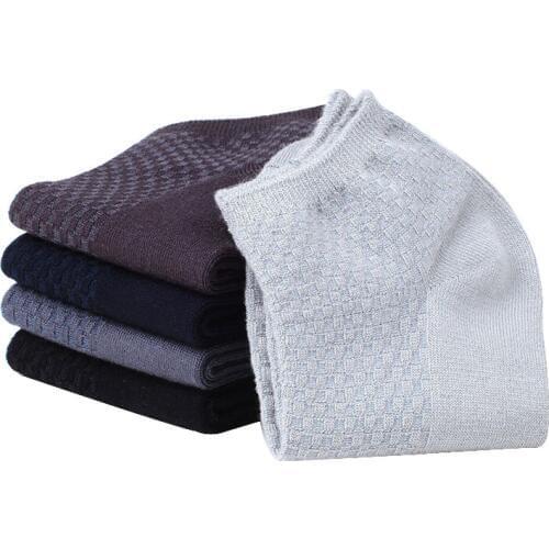 5 Pairs/lot Men Socks Fashion Solid Color Business Bamboo Fiber Ankle Socks Summer Autumn Breathable Durable Male Sock Sox Meias