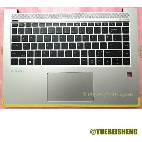 YUEBEISHENG New For HP Elitebook 1040 G4 Palmrest US keyboard upper cover Touchpad FP hole 3CY0GKA01Y0