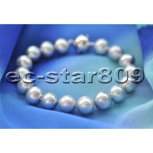 P6987 8" 11mm Gray Round Freshwater Pearl Bracelet Magnetic