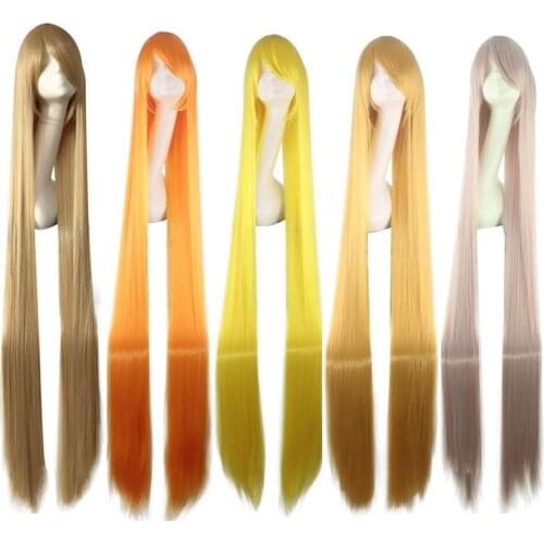 150cm Long Straight Blonde orange yellow aripot golden cosplay wig Synthetic Hair women 59" long beige cosplay wigs + wig cap