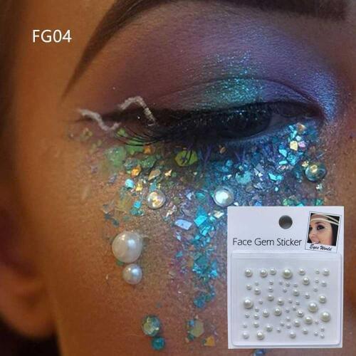 FG04 Fake White Pearl Stick On Face Gem For Wedding, Makeup, Festival Decoration Rhinestone