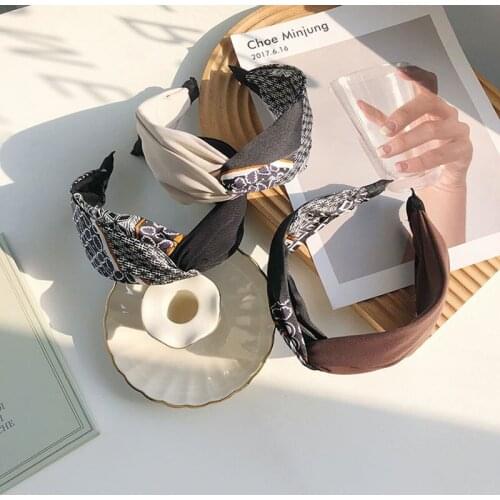 Contrasting Totem Cross Headbands Fashion Hair Accessories Womens Handmade Fabric Wide-Bim Headband Wild Hair Bnad Headwear New