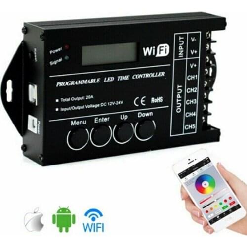 RGB LED WiFi Controller Timer programmable TC421 TC420 DC12V/24V 5CH RGB Led Strip Lights used in aquariums fish tank plant grow