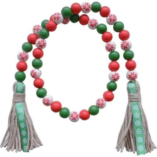 Christmas Decorations Wooden Bead Tassel String Home Decor Xmas Tree Wall Beaded Pendant