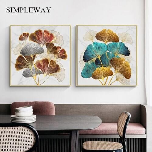Scandinavian Plant Leaf Abstract Poster Botanical Canvas Wall Art Print Painting Minimalist Picture Modern Home Room Decoration