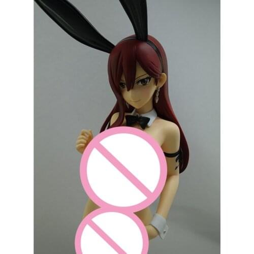 Fairy Tail - Erza Scarlet huge breast Bunny Ver. 1/4 naked anime figure sexy collectible action figures