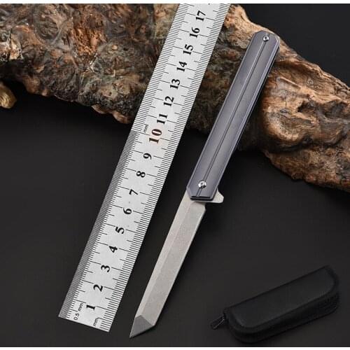 Titanium Alloy Handle Folding Knife 17.5CM-D2 Steel Pocket Knife High Hardness Tactical Self-defense Folding Knifes