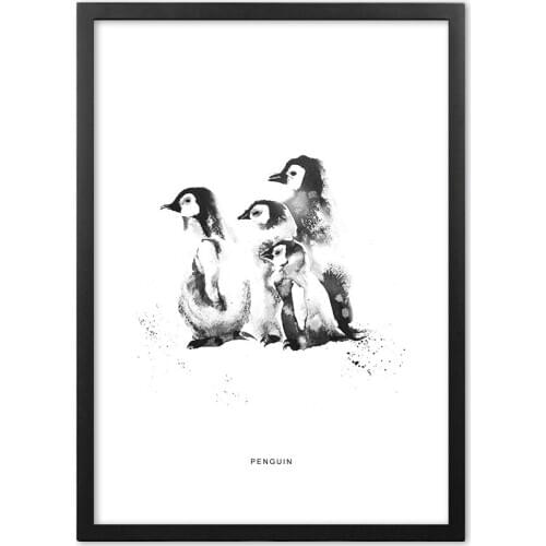 Nordic Modern Ink Art Penguin Animals Wall Art Print Paper Painting Nordic Poster And Prints Wall Pictures For Living Room Decor