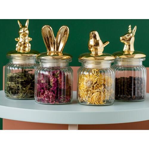 Glass Storage Tank Home Kitchen Supplies Candy Jar Transparent Creative Tea Bottle Sealed Tea Pot