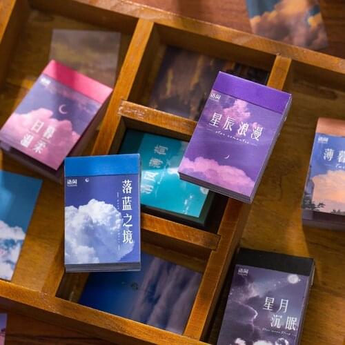 Journamm 50pcs Ins Style Aesthetics Sky Scenery Mini Books for Deco Stationery LOMO Cards Stationery Notepad Craft Sticky Notes