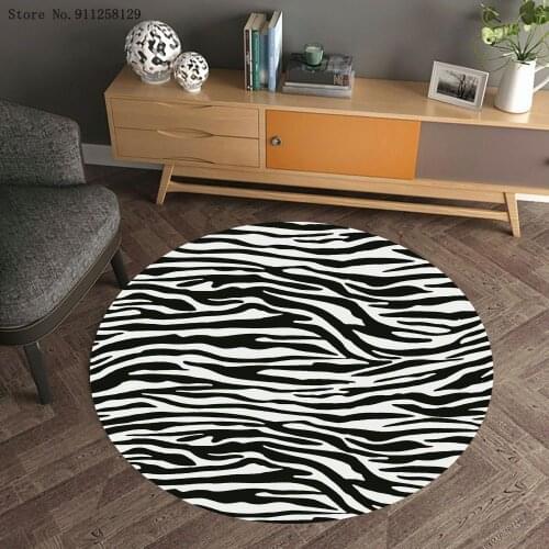 Zebra Texture Round Carpet 3D Print Leopard Cartoon Carpets Entrance Outdoor Floor Rug For Bedroom Mat Home Floor Carpet