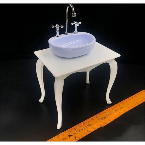 1/6 White Wash Basin with Desk Set Models for 12''Action Figures Bodies Scene Accessories
