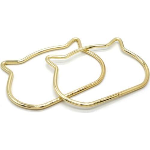 High Quality Diy Hand Woven Bag Cat Ear Handle Metal Luggage Hardware Cat Ear Big Hand Bag Iron Hand Bag Accessories