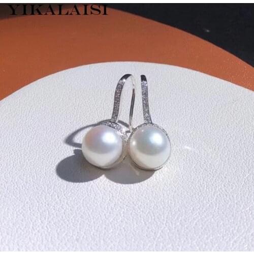 YIKALAISI 925 Sterling Silver Earrings Jewelry For Women 8-9mm Oblate Natural Freshwater Pearl Earrings 2021 New Wholesales
