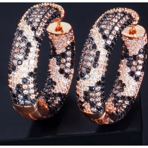 Zlxgirl jewelry full mirco paved Leopard wedding earrings jewelry high quality Dubai Gold womens earing ears piercings bijoux