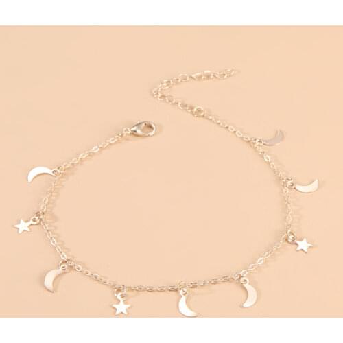 Gold Silver Color Moon Star Charm Bracelet for Women Vintage Accessories Bracelets & Bangle Charm Bracelet Women Bracelet