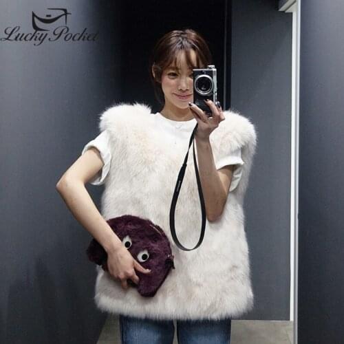 Women Autumn Winter Fashion Short Solid Color Keep Warm Lmitate Fox Fur Sleeveless Plush Coat New Sofe Plus Size Fur Coat ZY56