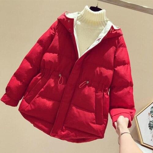 Women 2021 Winter New Fashion Coat Female Thicken Warm Jacket Cotton Padded Parka Outerwear Hooded Solid Ladies Overcoat E12