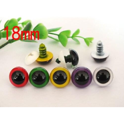 50pcs/lot red/green/yellow/purple/white 5 colors mixed safety eyes with washer--18mm