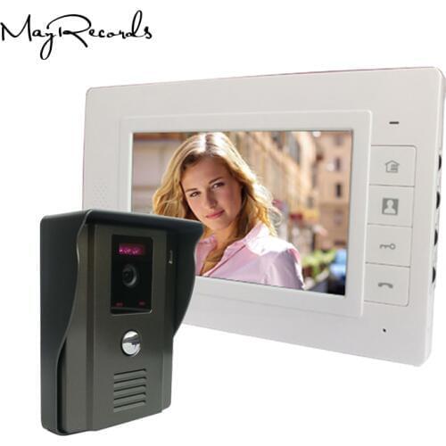 7" Color Video Door Phone Video Intercom Door Intercom Doorphone IR Night Vision Camera Doorbell Kit for Apartment