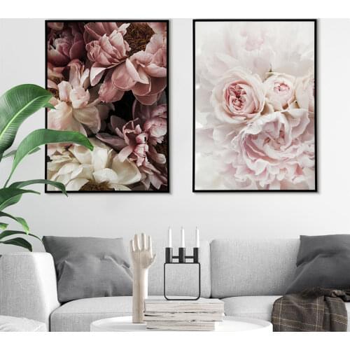 Abstract Nordic Pink Flower Poster Canvas Painting Prints and Posters Wall Art Pictures for Living Room Home Decoration Cuadros