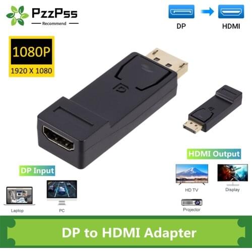 PzzPss DisplayPort DP to HDMI Adapter Mini Converter Male to Female Adapter Video Audio For PC Laptop Projector HDTV Cable