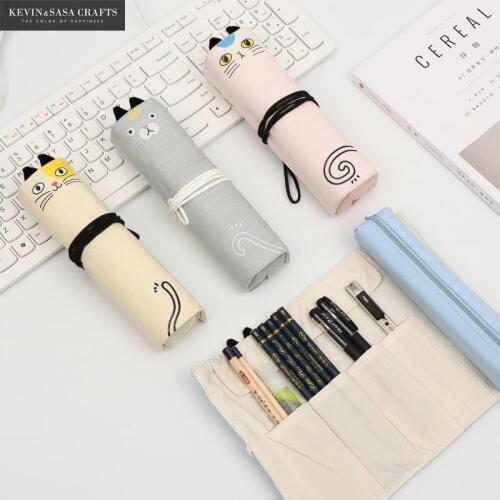 Kawaii Cat Pencil Case Fabric Quality Cute School Supplies Stationery Gift School Cute Pencil Box Pencilcase Pencil Bag