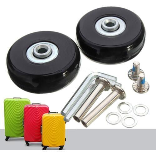 Black 2 Set Luggage Suitcase Replacement Wheels Wrench Repair OD 50mm Axles