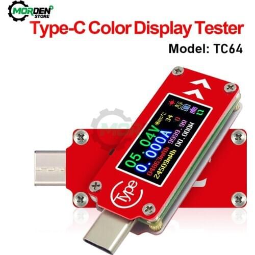 TC64 Type-C LCD Color USB Voltmeter Ammeter Voltage Current Meter Capacity Energy Power Temperature Multimeter USB Tester
