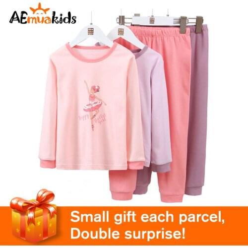 For 2-10 Years Kids Baby Autumn Pajamas Set Clothing Children Girls Sleeping Wear Long Sleeve T shirts Pants Sets