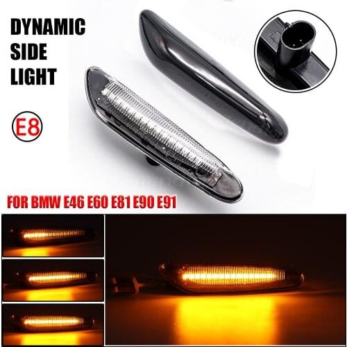 For BMW E46 E90 E83 E X1 X3 Dynamic Side Marker Light Car Facelift LED Side Indicator Blub Turn Signal Light Smoked Amber Auto