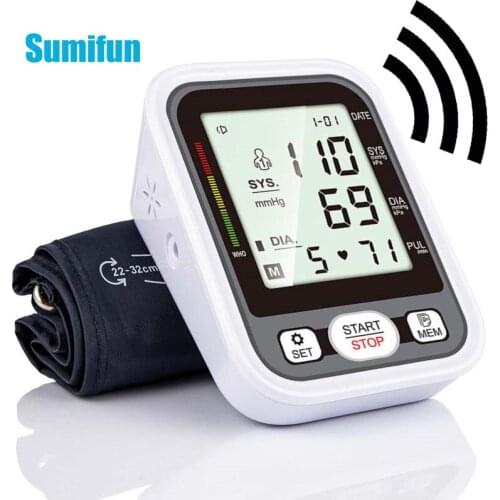 Home Automatic English Voice Arm Cuff Blood Pressure Monitor Tonometer Meter USB Charge HD Display Sphygmomanometers Health Care