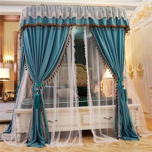 European Palace Style Double-layer Shading, Wind, Mosquito And Dustproof Multi-Purpose Lace Tassel Rail Mosquito Net Bed Valance