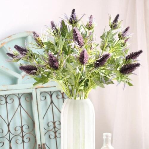 1Pc Simulation Eryngium Eco-friendly 3 Heads Plastic Fantastic Decorative Artificial Flower for Office Home Decor Wholesale